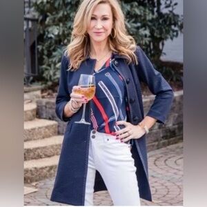 CABI Carriage Jacket in Navy Mini Polka Dots 5658 Size XS